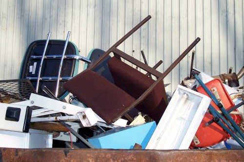 Professional waste management team handling office waste